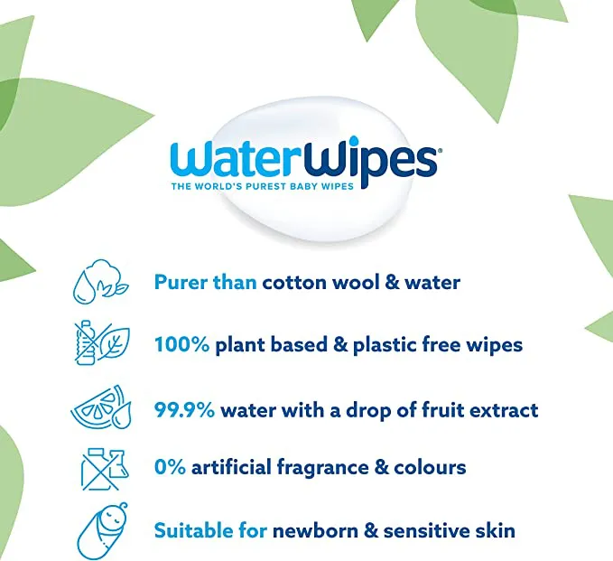 WaterWipes Original Biodegradable Baby Wipes, 99.9% Water Based Wet Wipes & Unscented for Sensitive Skin, 720 Count (12 packs) - Image 2