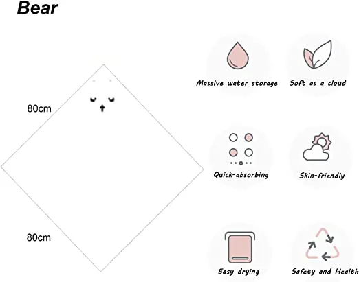 AUULA Baby Hooded Towel, Baby Bath Towels with Hood,Unique Animal Design Ultra Soft Absorbent and Non-Balling Cotton Baby Bath Towel, for Baby Boy and Girl(White) - Image 2