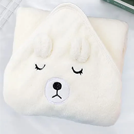 AUULA Baby Hooded Towel, Baby Bath Towels with Hood,Unique Animal Design Ultra Soft Absorbent and Non-Balling Cotton Baby Bath Towel, for Baby Boy and Girl(White) - Image 4