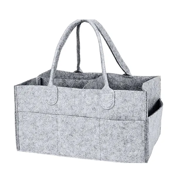 YiCoo Foldable Baby Diaper Caddy Organiser, Portable Nursery Storage Basket Bin with Changeable Compartments(Light Grey)