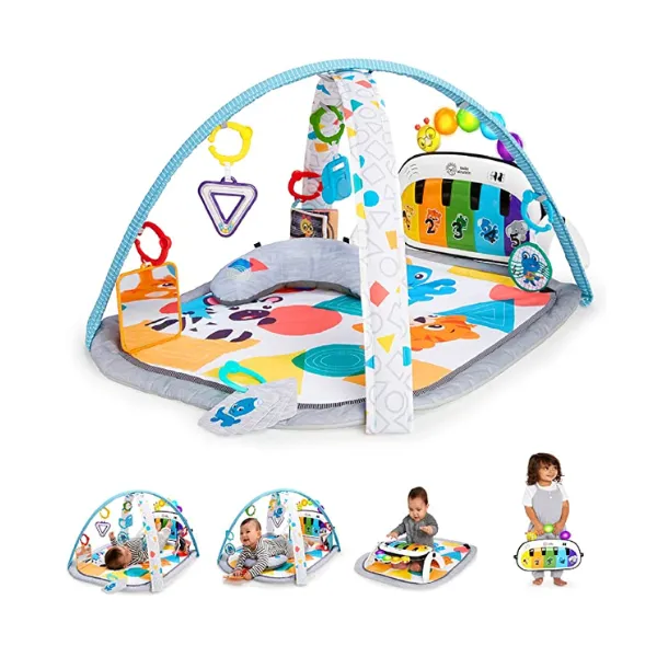 Baby Einstein, 4-in-1 Kickin' Tunes Music and Language Discovery Play Gym with Piano, Activity Gym and Play Mat with Detachable Activity Toys, Lights, Sounds and Music, Ages Newborn +