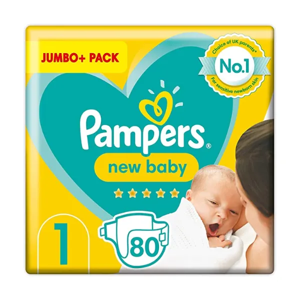 Pampers Size 1 New Baby Baby Nappies, 80 Count, Baby Essentials For Newborn (2-5 kg / 4-11 lbs)