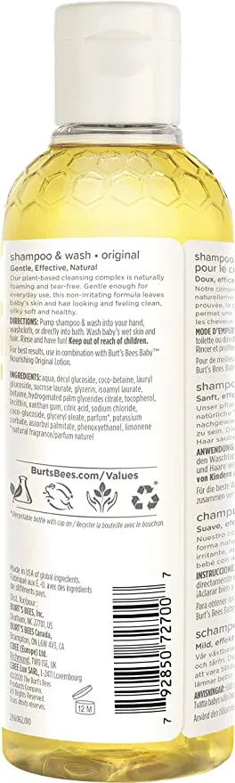 Burt?s Bees Baby Shampoo & Body Wash, Gentle Baby Wash For Daily Care, Tear-Free And Paediatrician-Tested, 236ml - Image 2