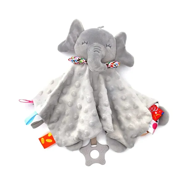 Baby Comforters Blanket|Baby sleeping toy,Baby Comforter Toy Includes Teether, Elephant Baby Blanket for Newborn Babies Gift with Taggies Comforter Toy Soft Plush for Newborn Baby Girls Boys Gifts