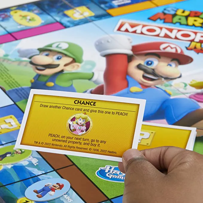 Monopoly Junior Super Mario Edition Board Game, Fun Kids' Game Ages 5 and Up, Explore The Mushroom Kingdom as Mario, Peach, Yoshi, or Luigi (Amazon Exclusive) - Image 4