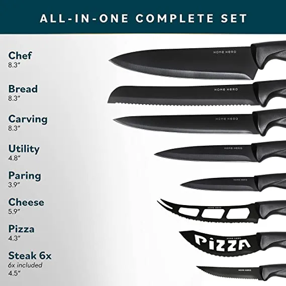 Home Hero Kitchen Knife Set - 17 piece Chef Knife Set with Stainless Steel Knives Set for Kitchen with Accessories - Image 2
