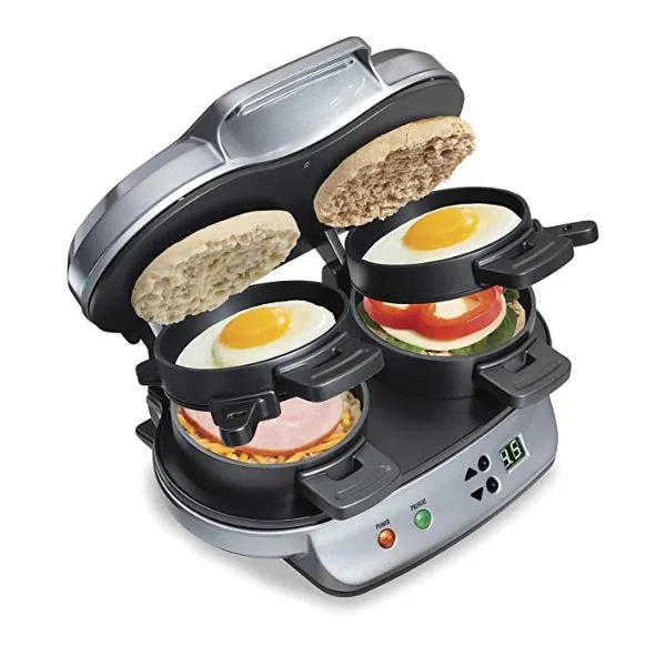 Hamilton Beach Dual Breakfast Sandwich Maker with Timer, Silver (25490A)