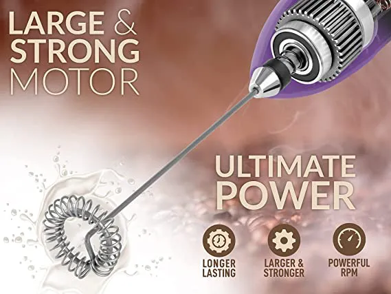 Zulay Milk Frother for Coffee with Upgraded Titanium Motor - Handheld Frother Whisk, Milk Foamer, Mini Blender and Electric Mixer Coffee Frother for Frappe, Latte, Matcha, No Stand - Galaxy - Image 4