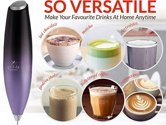 Zulay Milk Frother for Coffee with Upgraded Titanium Motor - Handheld Frother Whisk, Milk Foamer, Mini Blender and Electric Mixer Coffee Frother for Frappe, Latte, Matcha, No Stand - Galaxy - Image 5