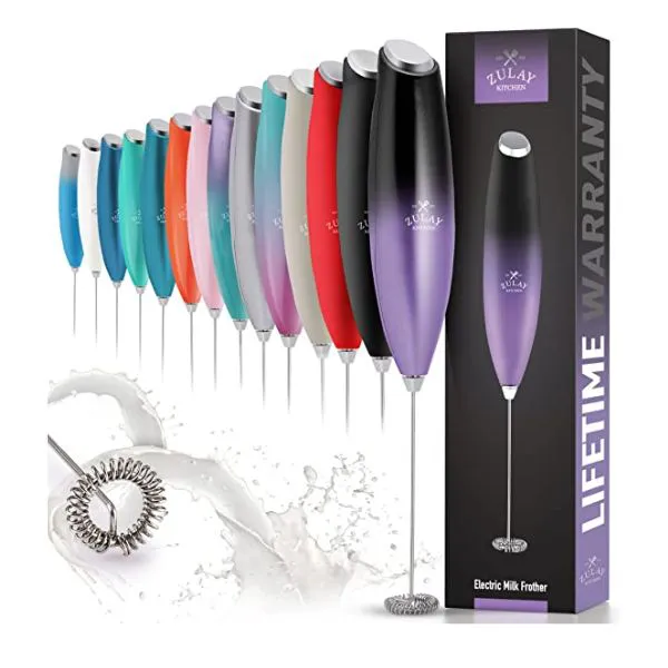 Zulay Milk Frother for Coffee with Upgraded Titanium Motor - Handheld Frother Whisk, Milk Foamer, Mini Blender and Electric Mixer Coffee Frother for Frappe, Latte, Matcha, No Stand - Galaxy