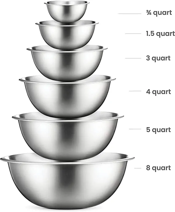 Stainless Steel Mixing Bowls (Set of 6) Stainless Steel Mixing Bowl Set - Easy To Clean, Nesting Bowls for Space Saving Storage, Great for Cooking, Baking, Prepping - Image 2