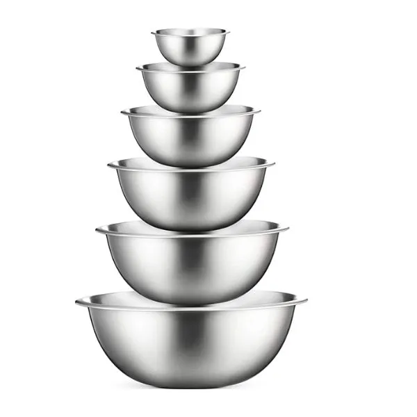 Stainless Steel Mixing Bowls (Set of 6) Stainless Steel Mixing Bowl Set - Easy To Clean, Nesting Bowls for Space Saving Storage, Great for Cooking, Baking, Prepping