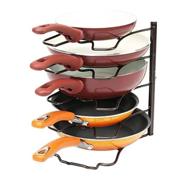 DecoBros Kitchen Counter and Cabinet Pan Organizer Shelf Rack, Bronze
