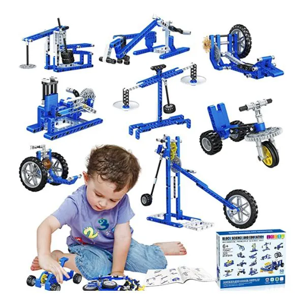 Mechanical Building Toys for Boys, 50 STEM Projects for Kids Ages 8-12 with 325 PCS Building Blocks, STEM Toys for Creative Kids Game, Science/STEM Activity Kit, Birthday Xmas Gifts for Kids 6+