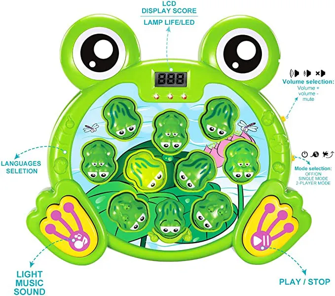 YEEBAY Interactive Whack A Frog Game, Learning, Active, Early Developmental Toy, Fun Gift for Age 3, 4, 5, 6, 7, 8 Years Old Kids, Boys, Girls,2 Hammers Included - Image 2