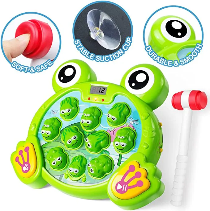 YEEBAY Interactive Whack A Frog Game, Learning, Active, Early Developmental Toy, Fun Gift for Age 3, 4, 5, 6, 7, 8 Years Old Kids, Boys, Girls,2 Hammers Included - Image 3