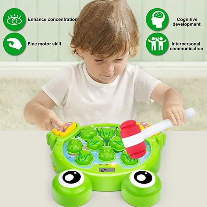 YEEBAY Interactive Whack A Frog Game, Learning, Active, Early Developmental Toy, Fun Gift for Age 3, 4, 5, 6, 7, 8 Years Old Kids, Boys, Girls,2 Hammers Included - Image 4