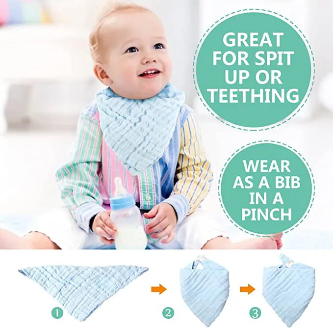 Baby Muslin Squares Washcloths Baby Essentials for Newborn Muslin Cloths for Baby Towels Reusable Muslin Clothes Baby Wash Cloth Face Shower Bath Towel for Newborn Baby Gift 10 Pack (25x25cm) Koo-dib - Image 3