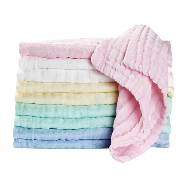 Baby Muslin Squares Washcloths Baby Essentials for Newborn Muslin Cloths for Baby Towels Reusable Muslin Clothes Baby Wash Cloth Face Shower Bath Towel for Newborn Baby Gift 10 Pack (25x25cm) Koo-dib