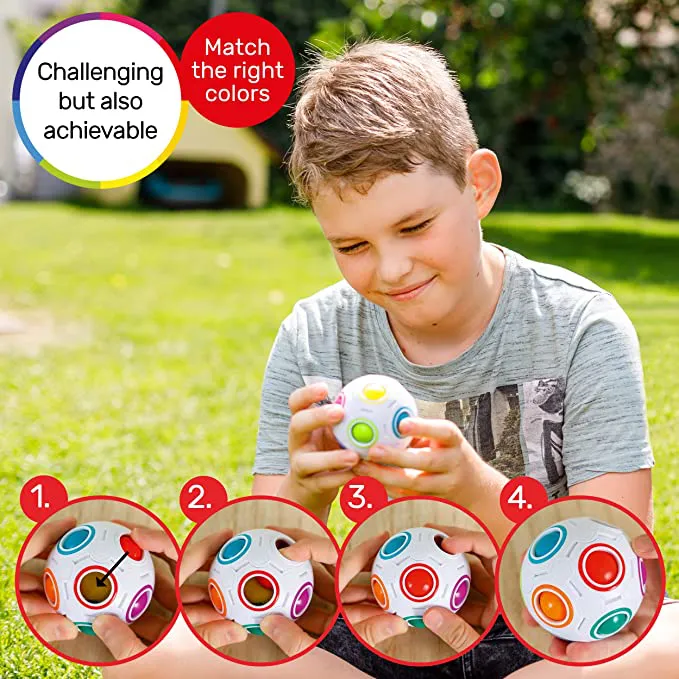 CUBIDI? Original Rainbowball - Fidget Ball Brain Teaser for Kids, 3D Puzzle Travel Toys for 5 Year Old Boys and Girls- Present for Birthday Christmas Easter Education Toys for Kids 8-12 - Image 2