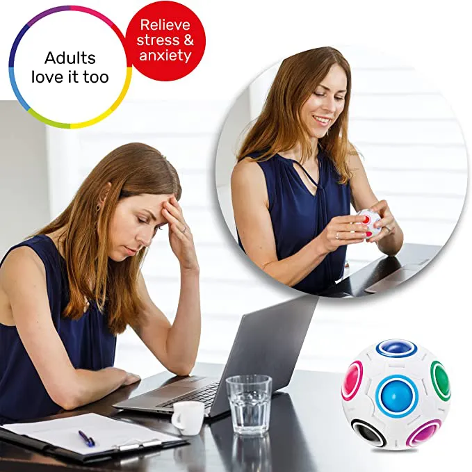 CUBIDI? Original Rainbowball - Fidget Ball Brain Teaser for Kids, 3D Puzzle Travel Toys for 5 Year Old Boys and Girls- Present for Birthday Christmas Easter Education Toys for Kids 8-12 - Image 5