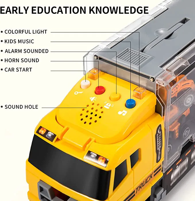 TEMI Toddler Toys for 3 4 5 6 Years Old Boys, Die-cast Construction Toys Car Carrier Vehicle Toy Set w/ Play Mat, Kids Toys Truck Alloy Metal Car Toys Set for Age 3-9 Toddlers Kids Boys & Girls - Image 5