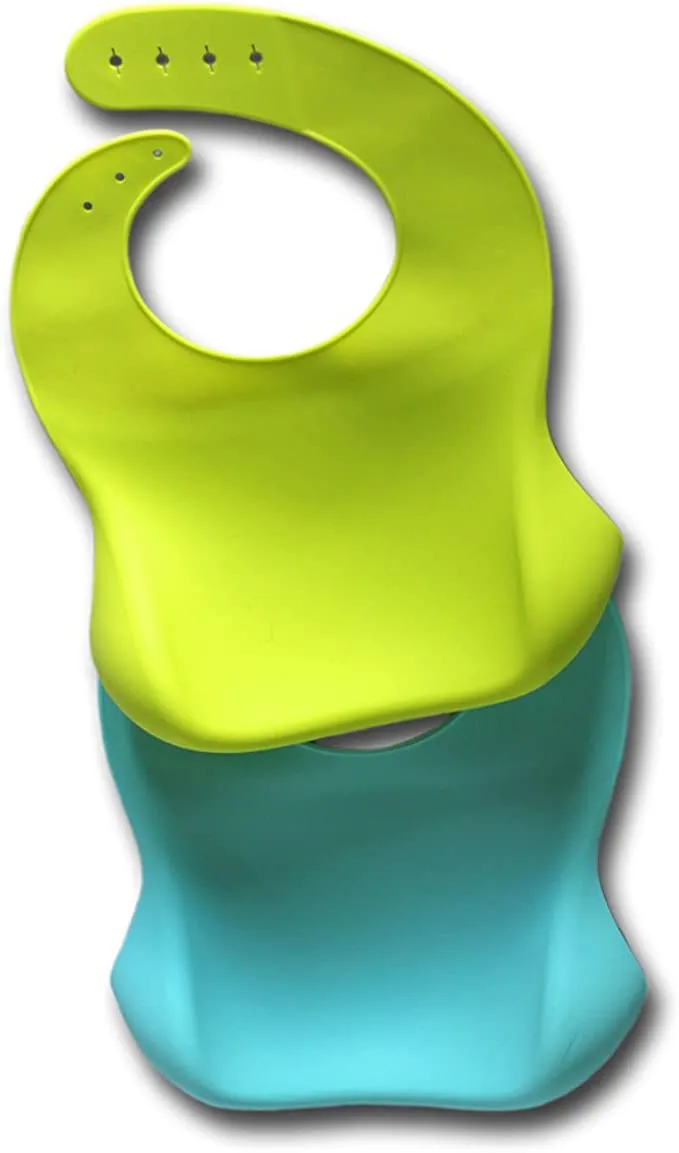 Waterproof Silicone Bib Easily Wipes Clean! Comfortable Soft Baby Bibs Keep Stains Off! Spend Less Time Cleaning after Meals with Babies or Toddlers! Set of 2 Colours - Image 5