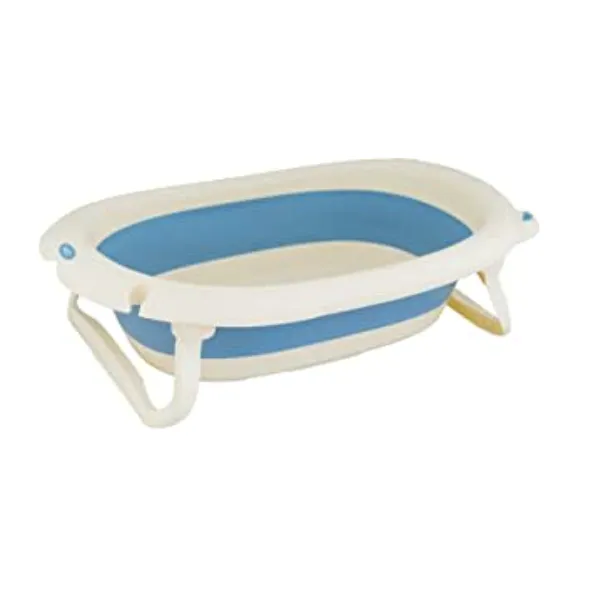 HKT Curvaso Blue Baby Bath TUB Toddler Infant Kid Newborn Safe Portable Collapsible Foldable Folding Large Travel Basin Swimming Pool & 3 Bath TIME Ducks Included