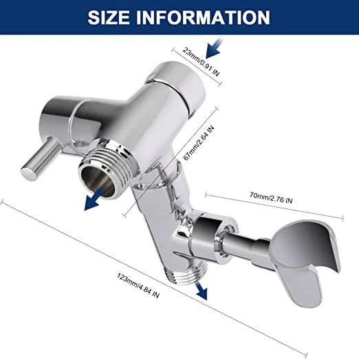 NearMoon All Metal Shower Arm Diverter with Handheld Shower Mount, G1/2 3-Way Diverter Valve Bathroom Universal Shower System Replacement Part for Hand Shower and Fixed Shower Head (Chrome Finish) - Image 2