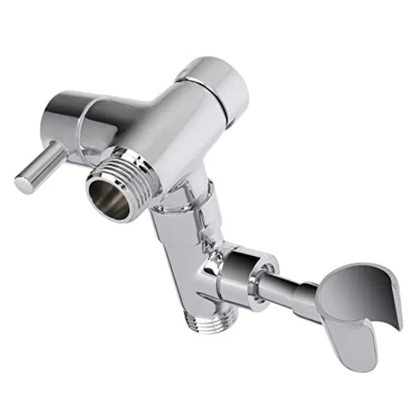 NearMoon All Metal Shower Arm Diverter with Handheld Shower Mount, G1/2 3-Way Diverter Valve Bathroom Universal Shower System Replacement Part for Hand Shower and Fixed Shower Head (Chrome Finish)