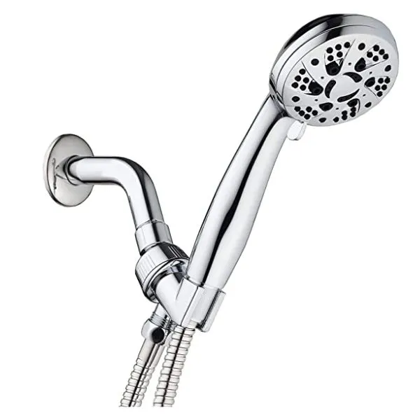 AquaDance High Pressure 6-Setting 3.5" Chrome Face Handheld Shower with Hose for the Ultimate Shower Experience!