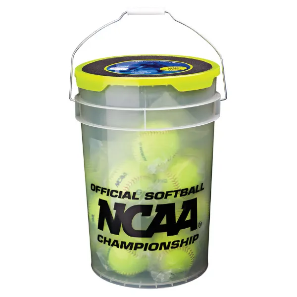 Rawlings 6 Gallon Bucket with 18 - 12" NCAA Fastpitch Softballs